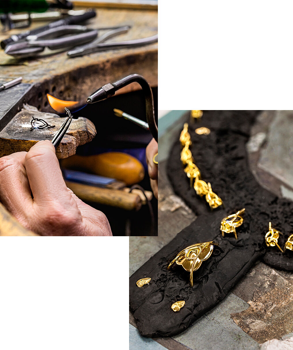 Images of Graff craftsman making high jewellery yellow and diamond necklace
