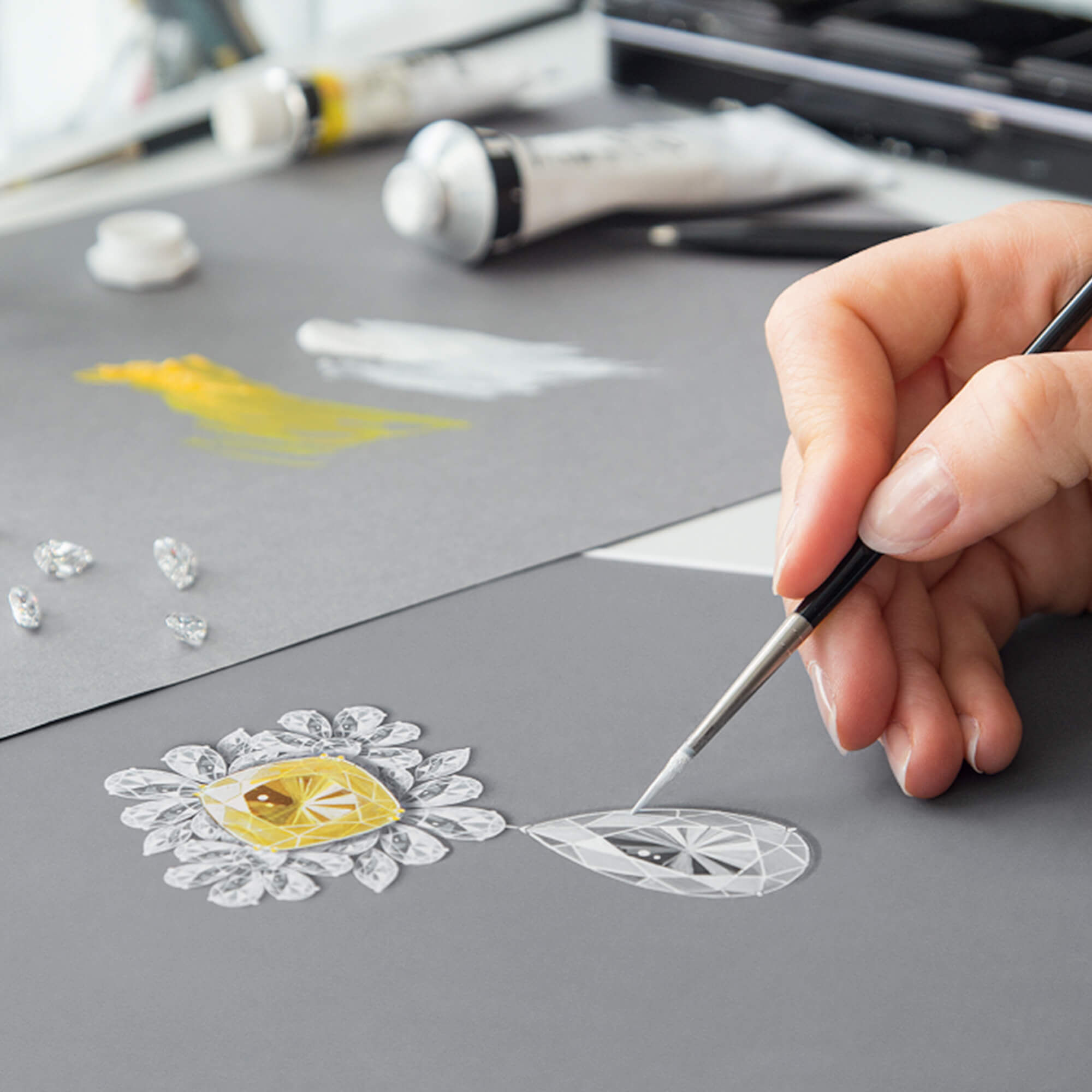 Designer drawing a high jewellery brooch