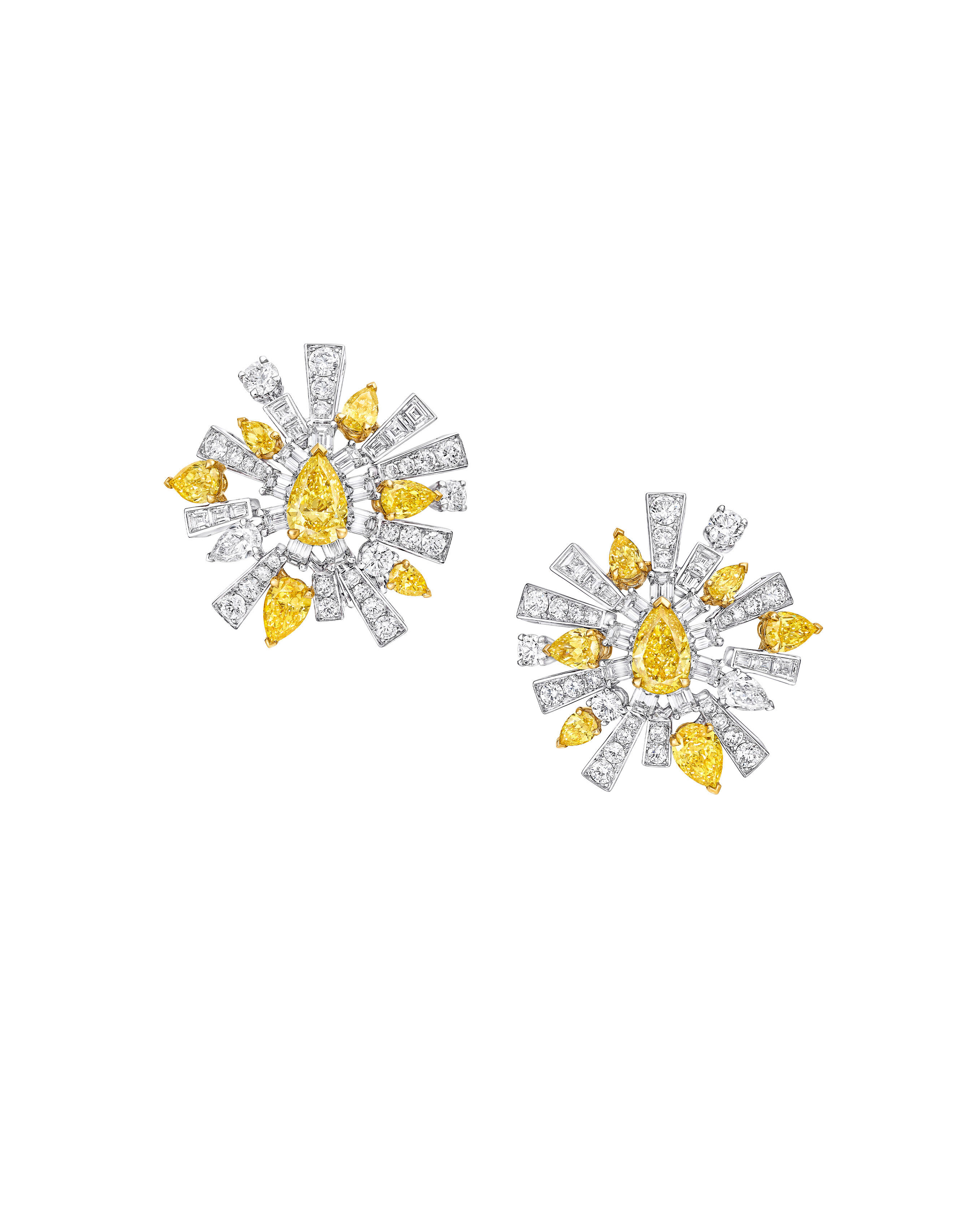 a New Daw yellow and white diamond high jewellery stud earrings form the Graff Tribal collection