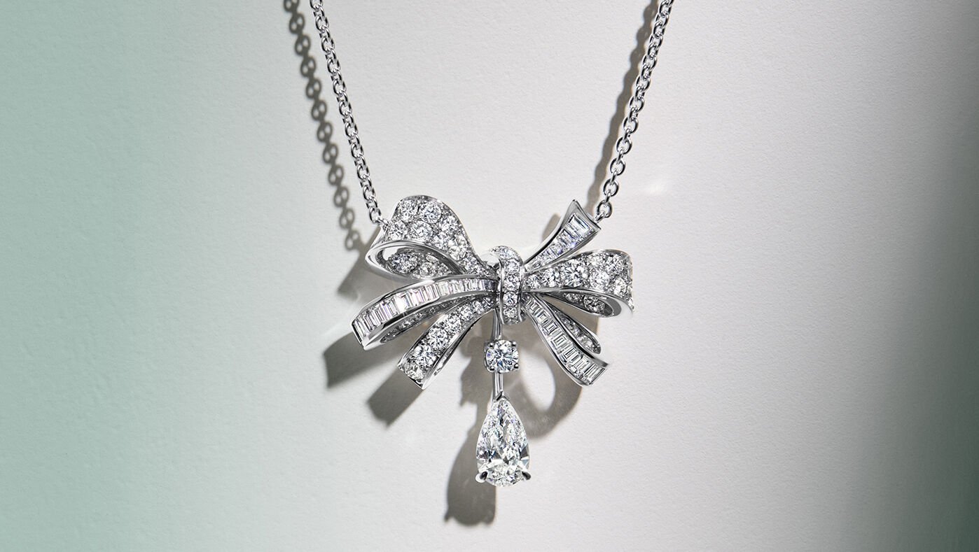 Graff collections - image shows Tilda's Bow diamond necklace 
