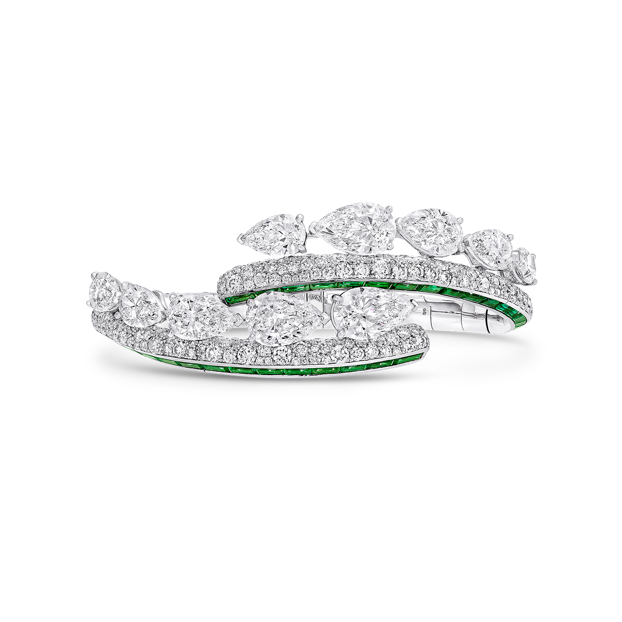 Image shows Graff White Diamond and Emerald Bracelet