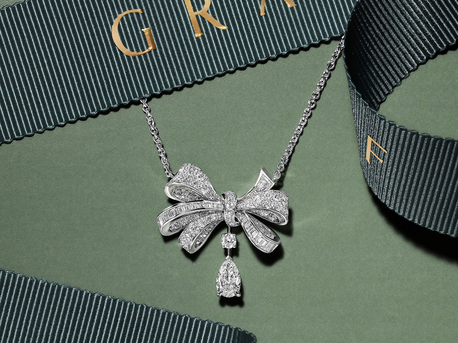 Image shows model wearing Graff Butterfly White Diamond High Jewellery