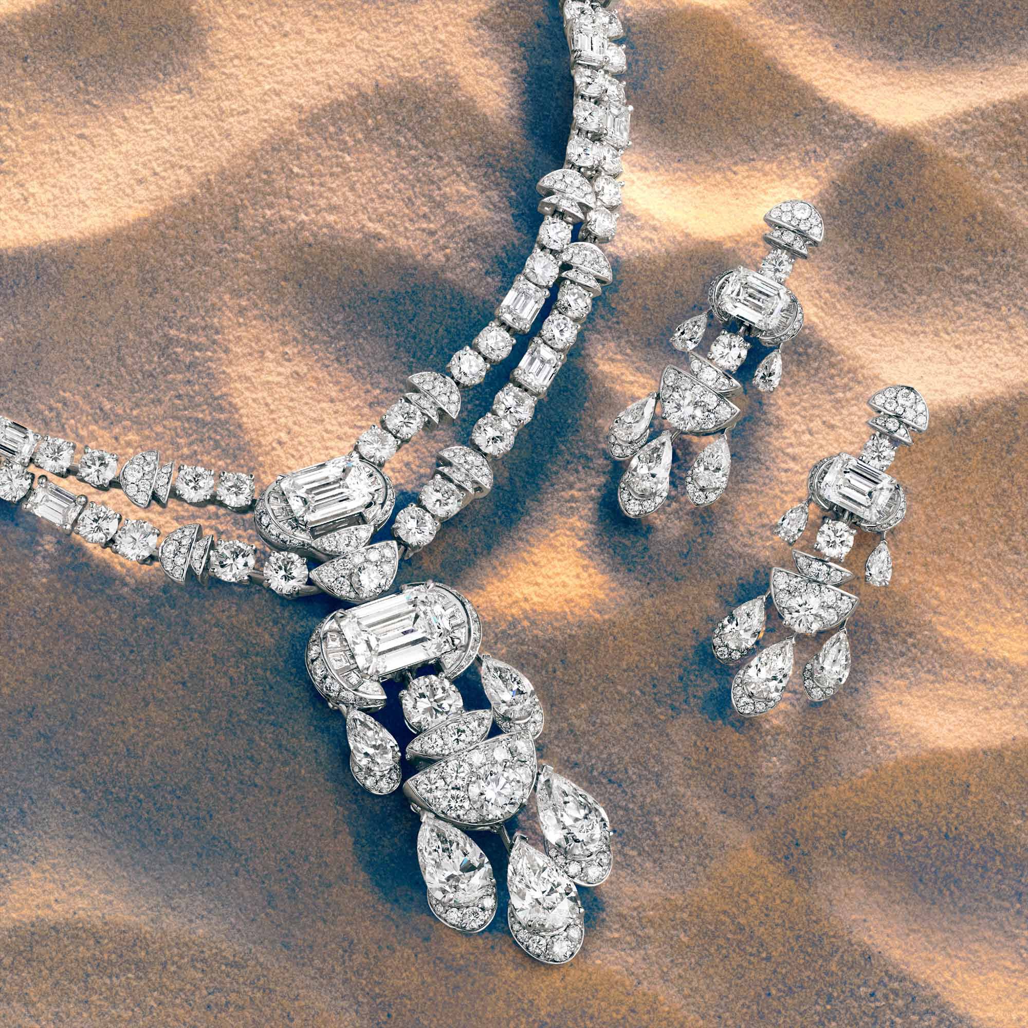 A Graff white diamond high jewellery Necklace and Earrings