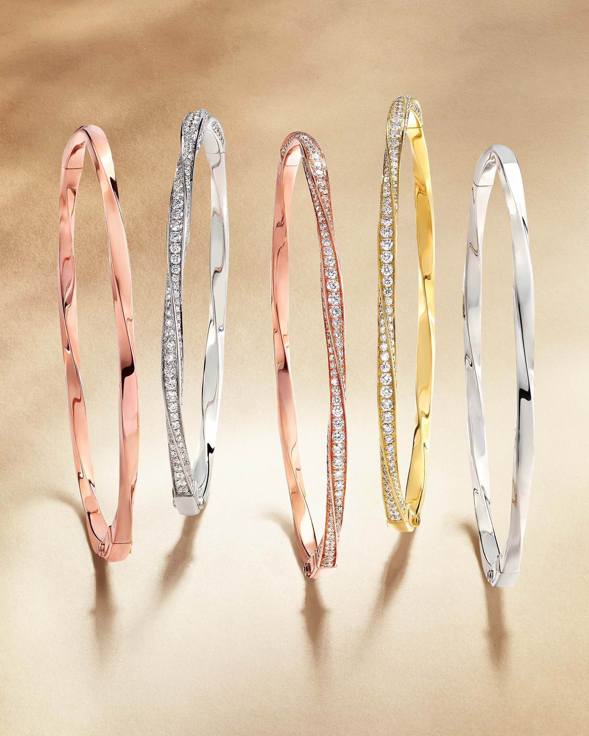 Five pave bangles from Graff' Spiral Collection