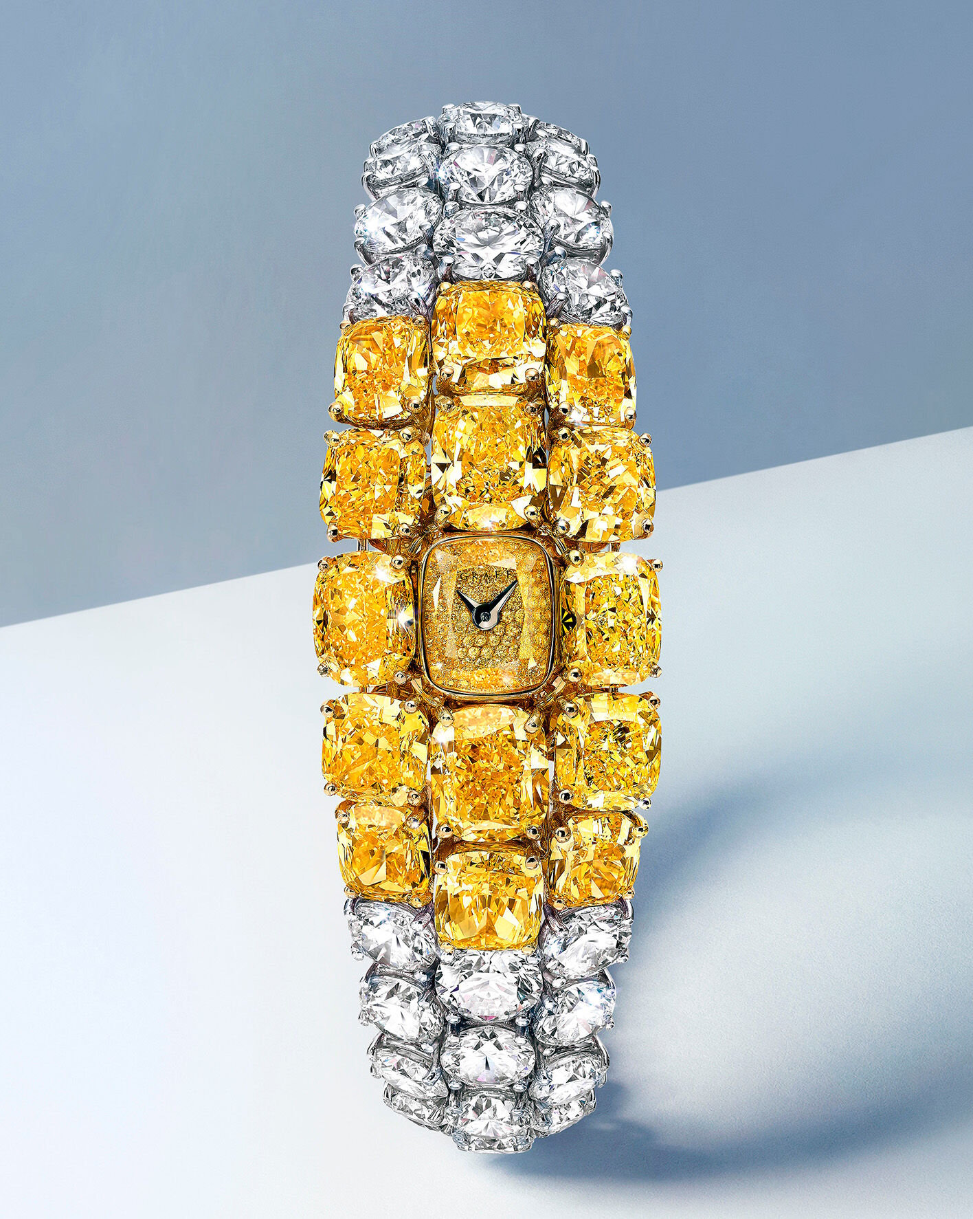 Oval Yellow and White Diamond Secret Watch from the Graff unique timepieces collection