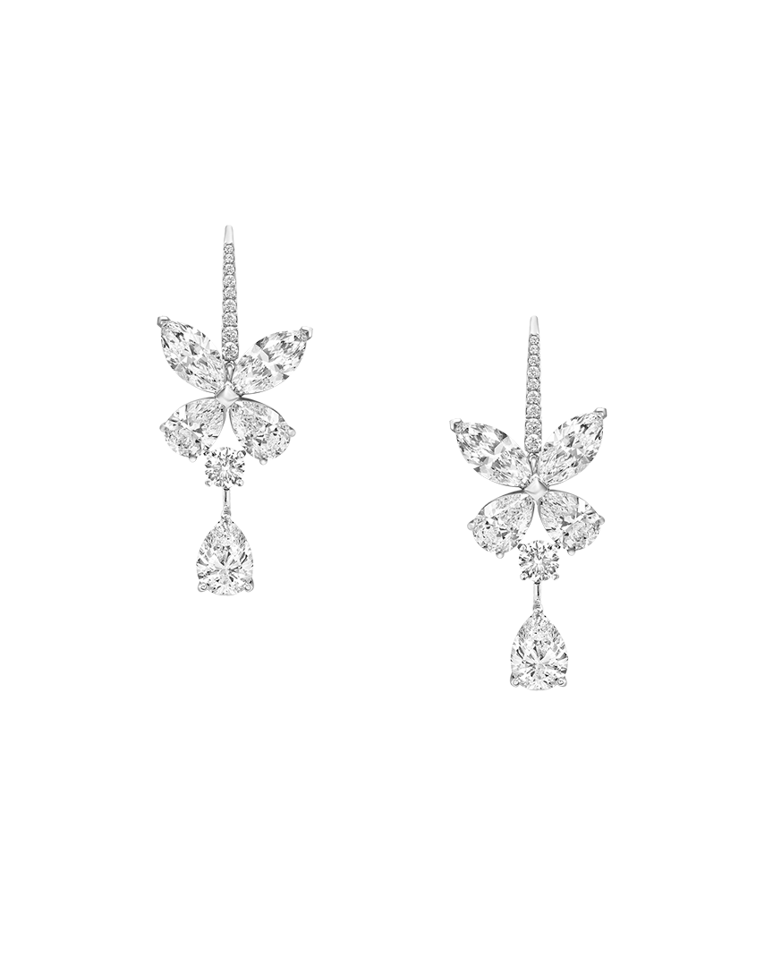 Classic Butterfly Pear Shape Diamond Drop Earrings