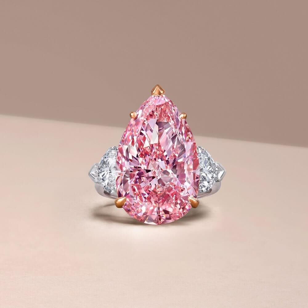 A pear shape pink diamond ring by Graff