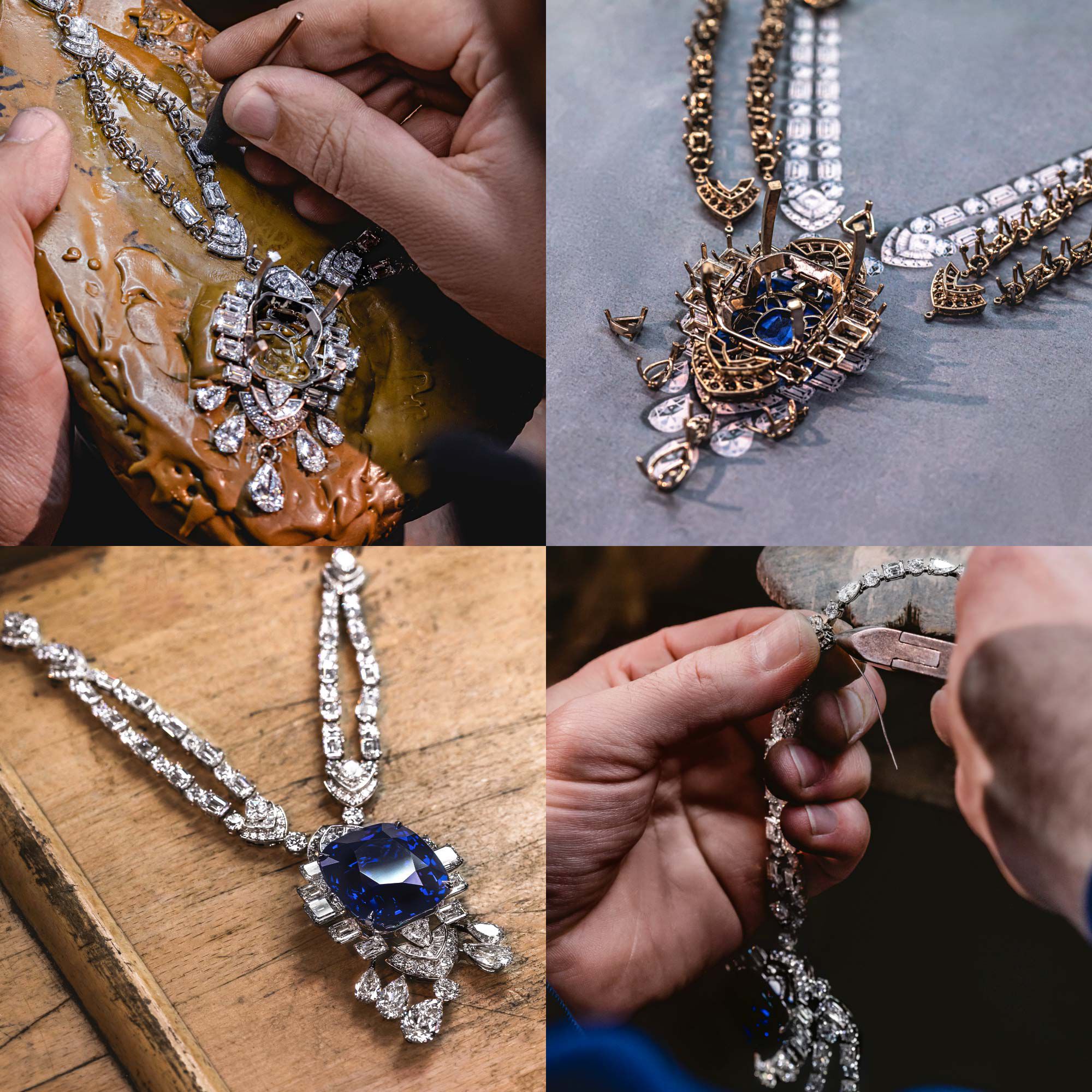 Craftsman making Graff sapphire and white diamond high jewellery