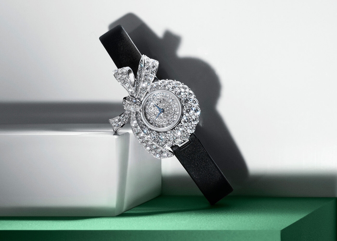 Tilda's Bow diamond watch with packaging
