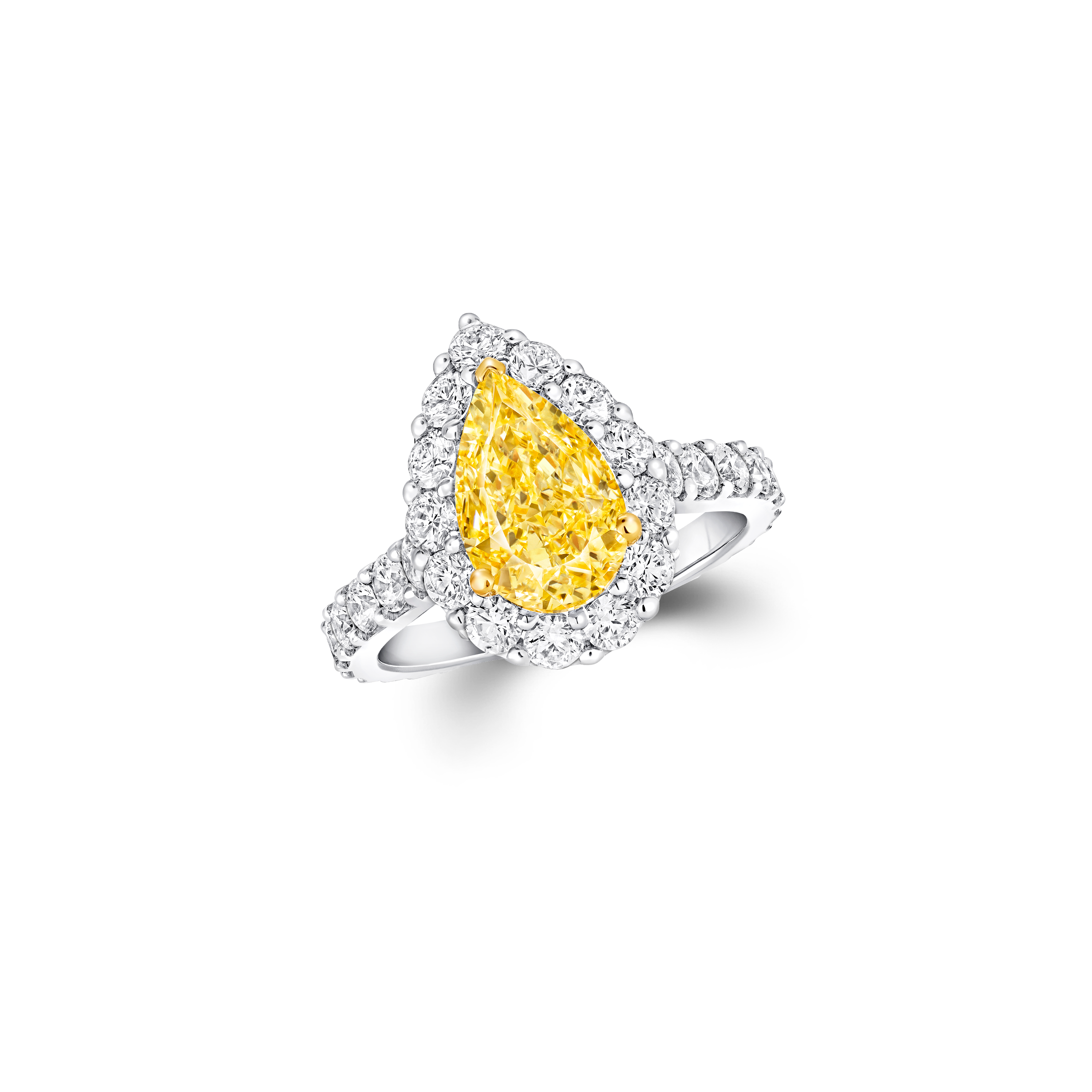 Fancy Intense Yellow Oval and White Oval and Round Diamond Earrings