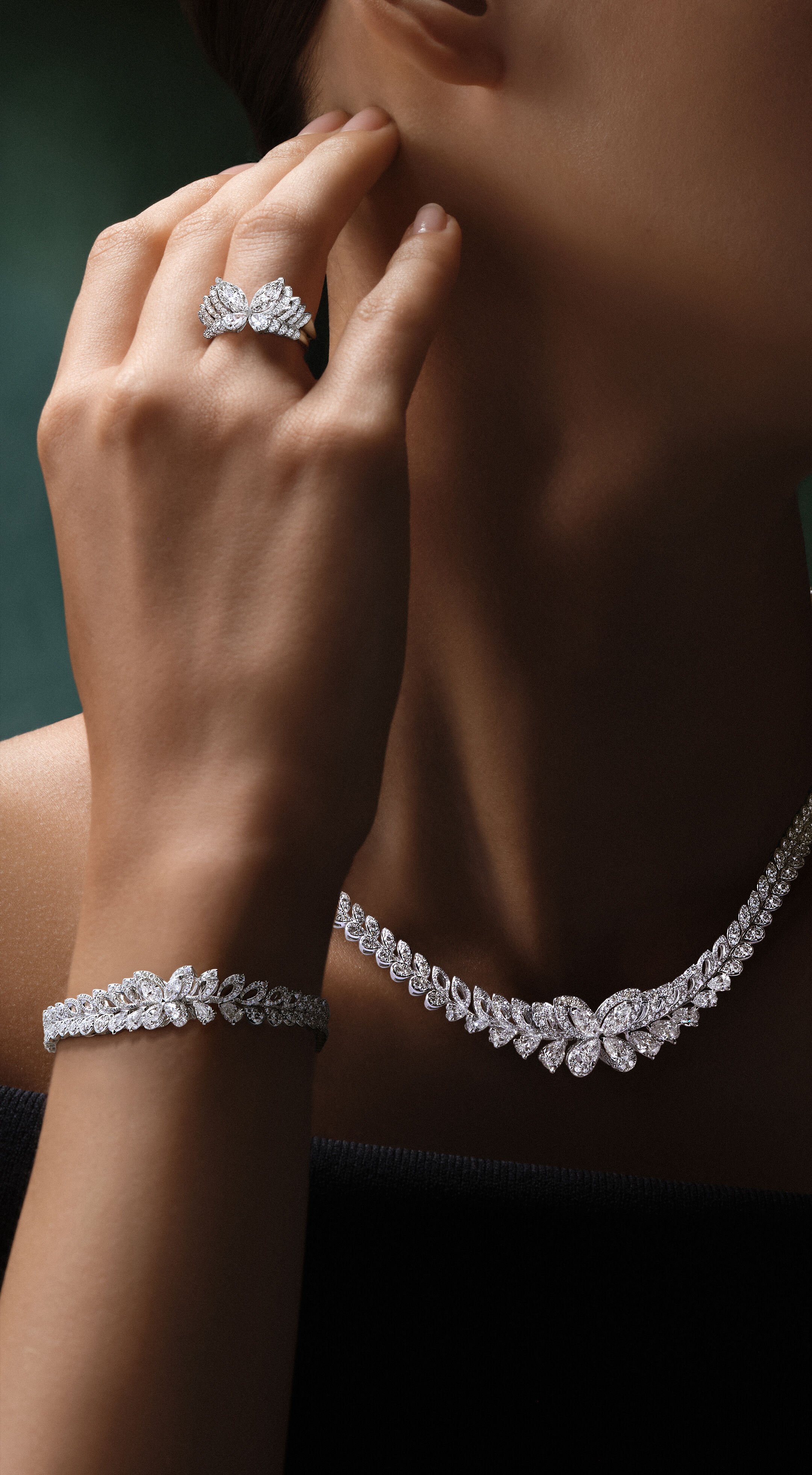 Image shows Graff Butterfly diamond necklace