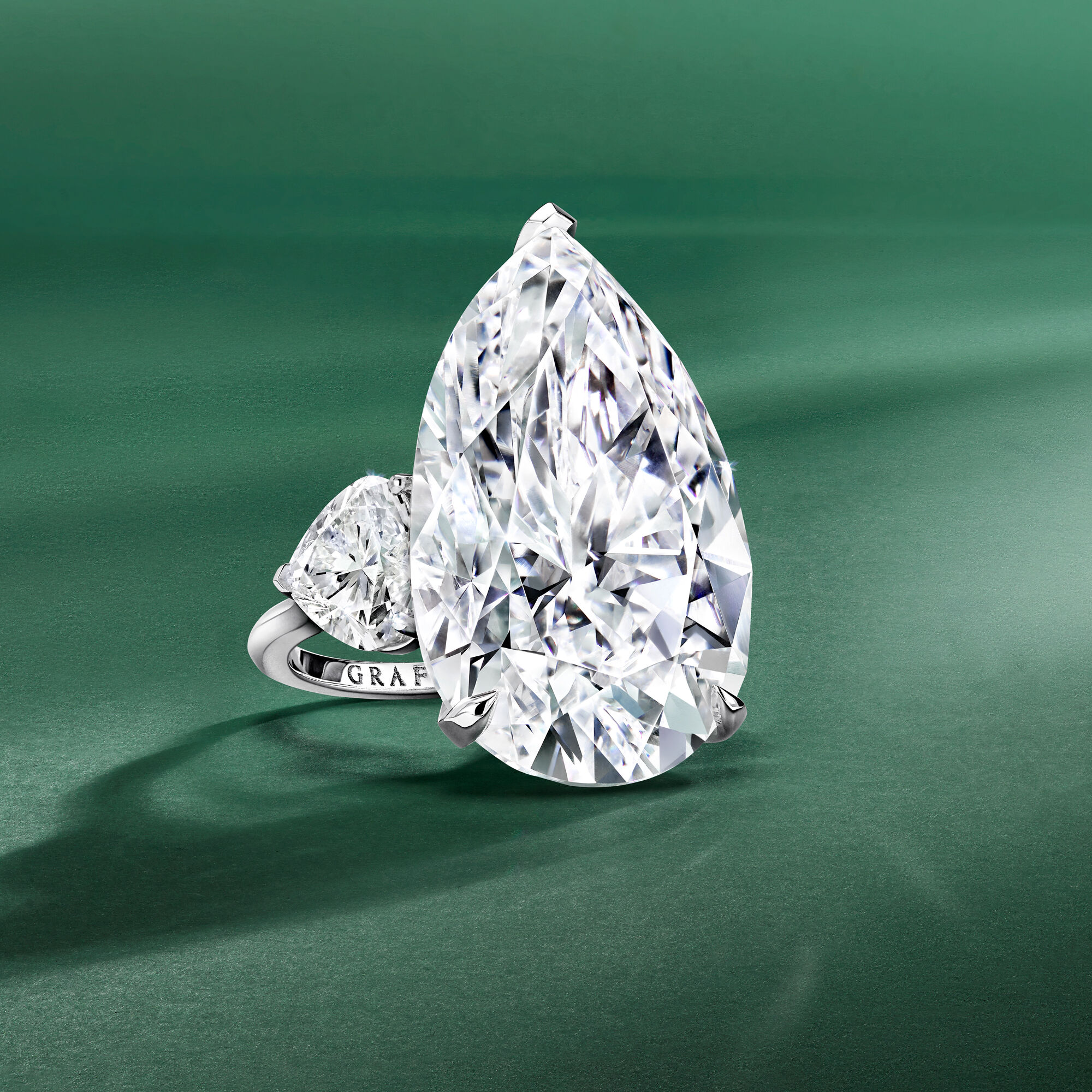 Image of Graff solitaire White Diamond Pear Shape engagement ring 