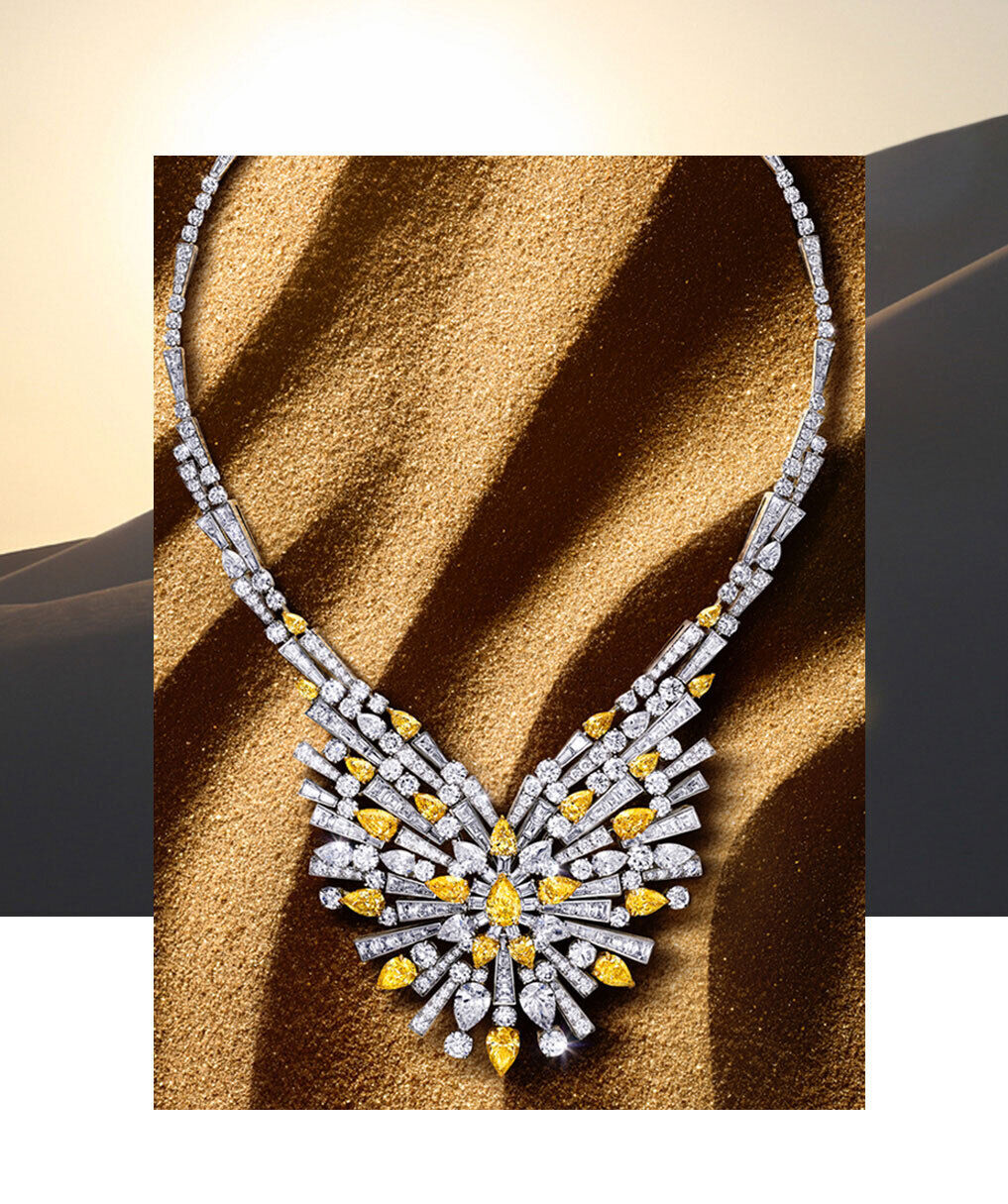 Graff New Dawn Jewellery collection yellow and white diamond high jewellery necklace