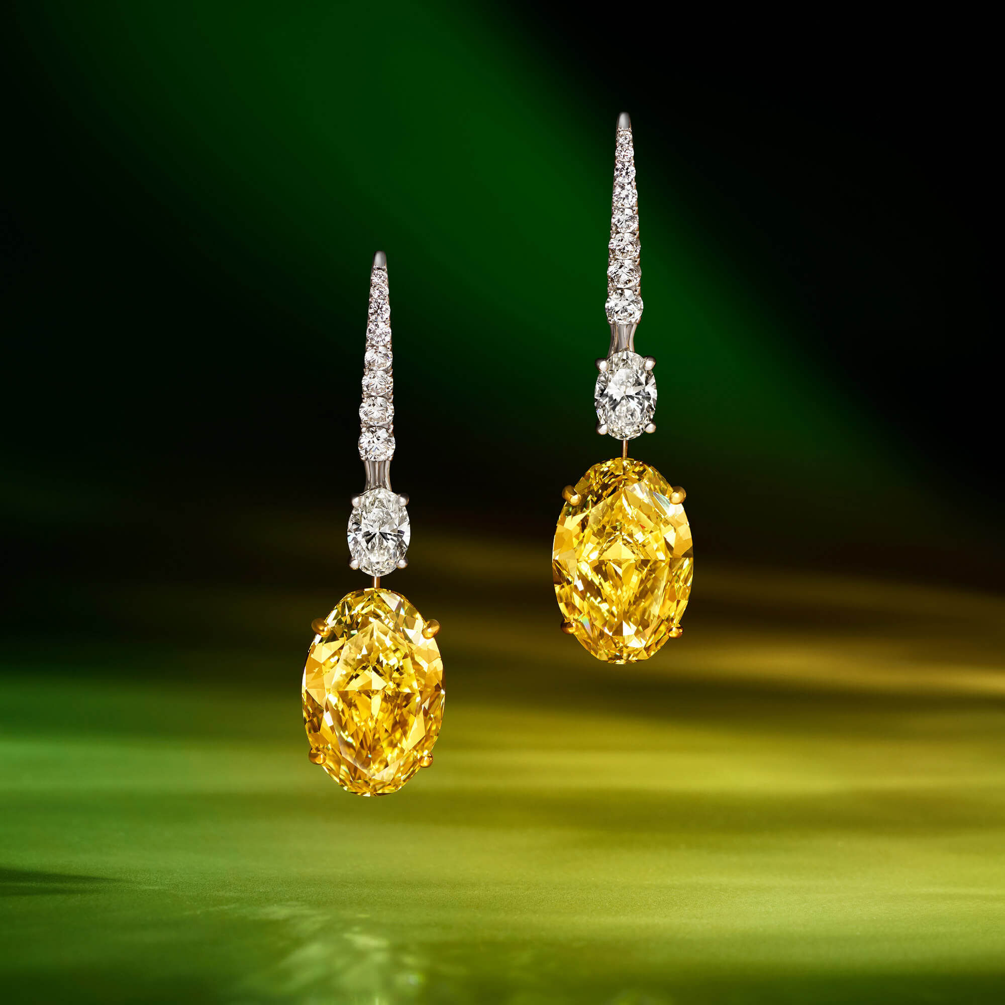 Yellow and White Diamond Earrings by Graff