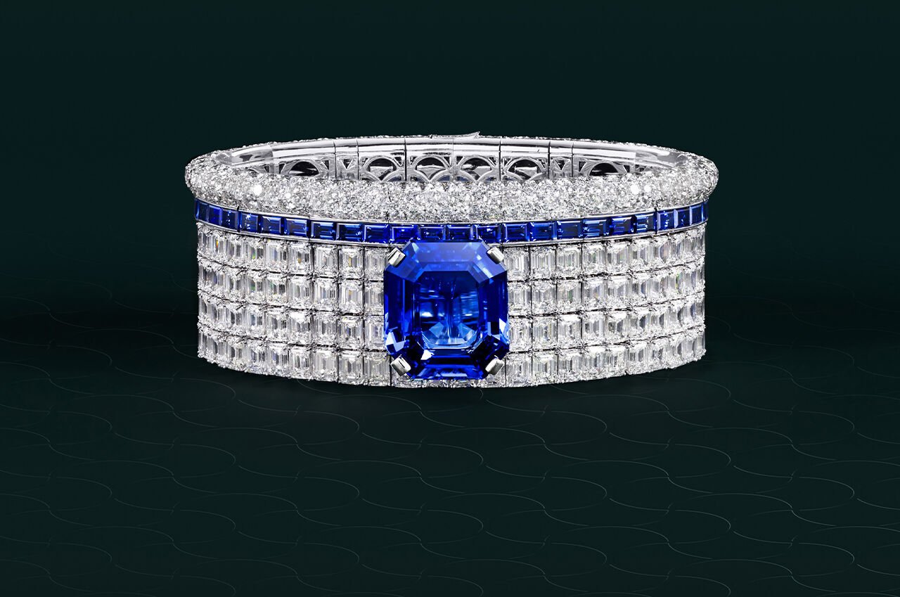 Image shows Graff Sapphire High Jewellery bangle