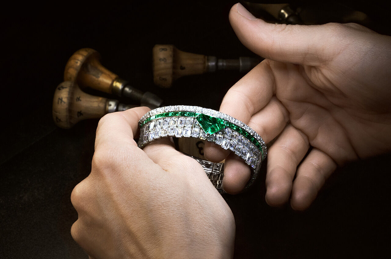 Bridal Guides - image show female and male model wearing Graff bridal jewellery
