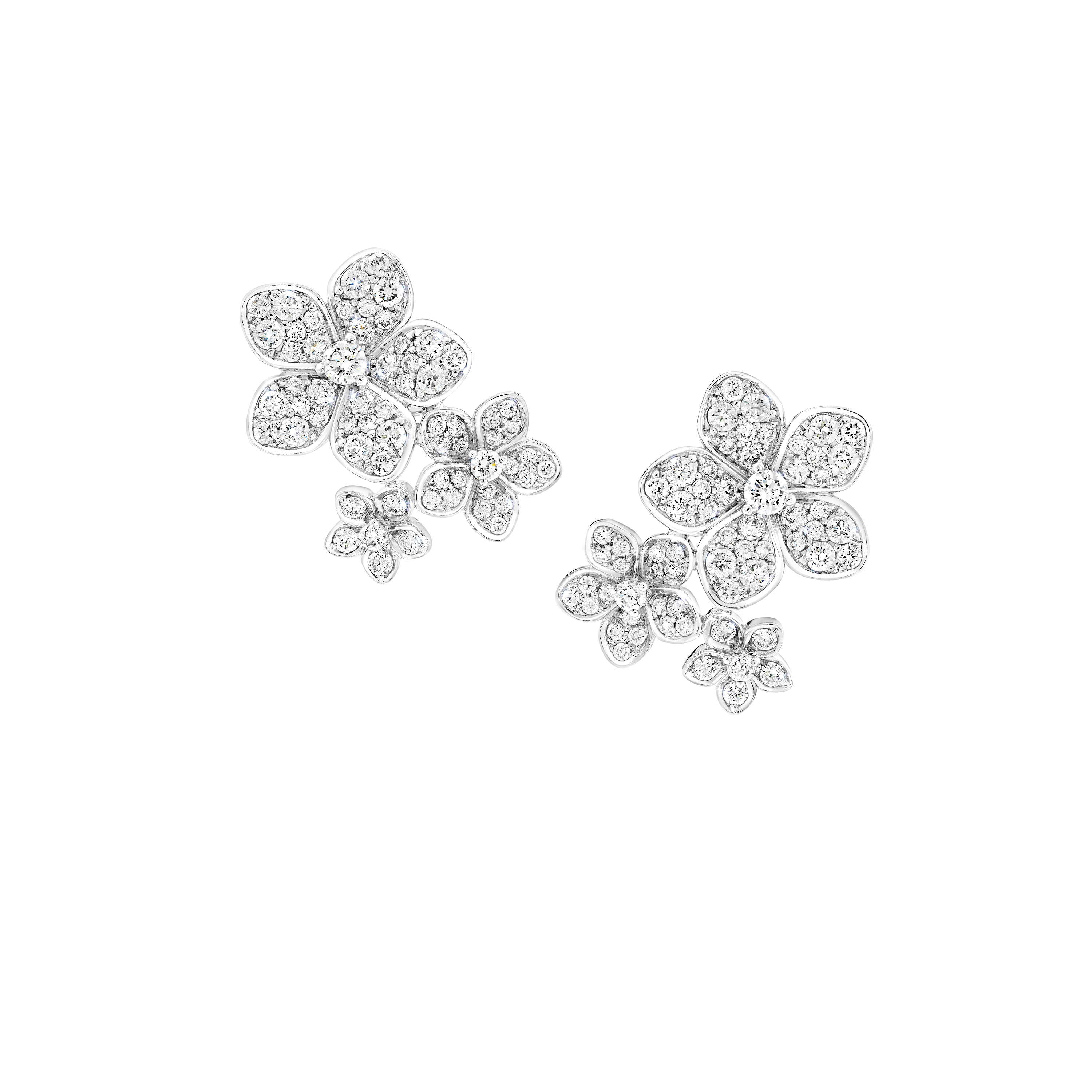 Wild Flower Diamond Cluster Stud Earrings