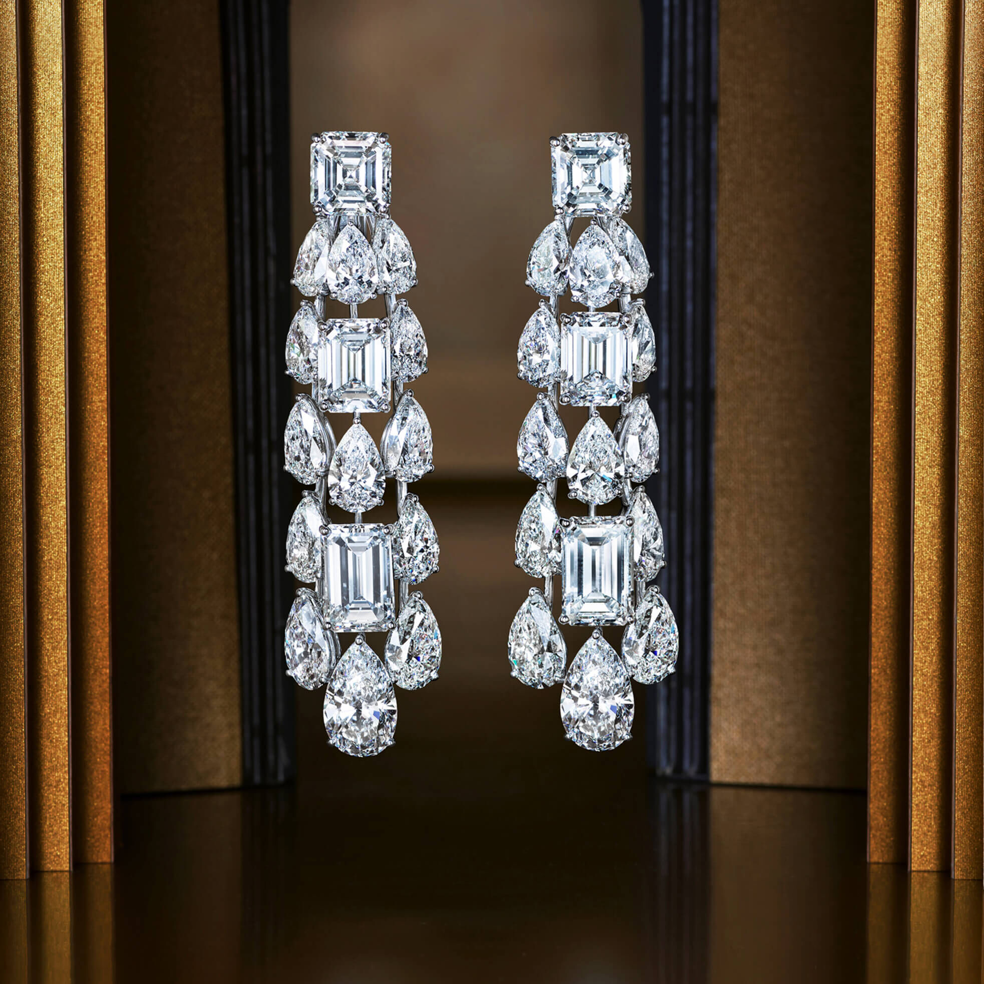 A Graff Diamond Earrings in a Egyptian temple setting