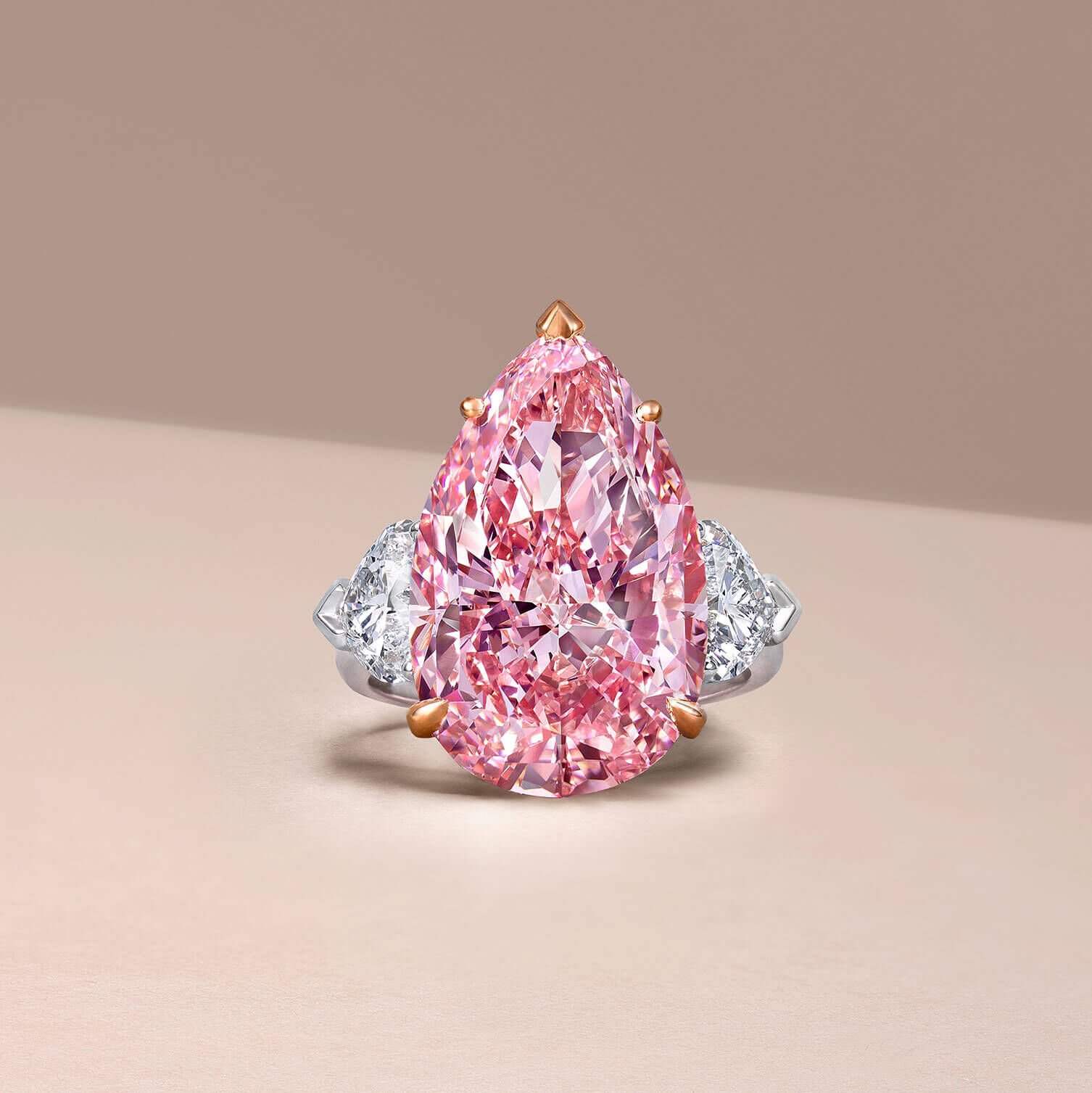 A pear shape pink diamond ring by Graff