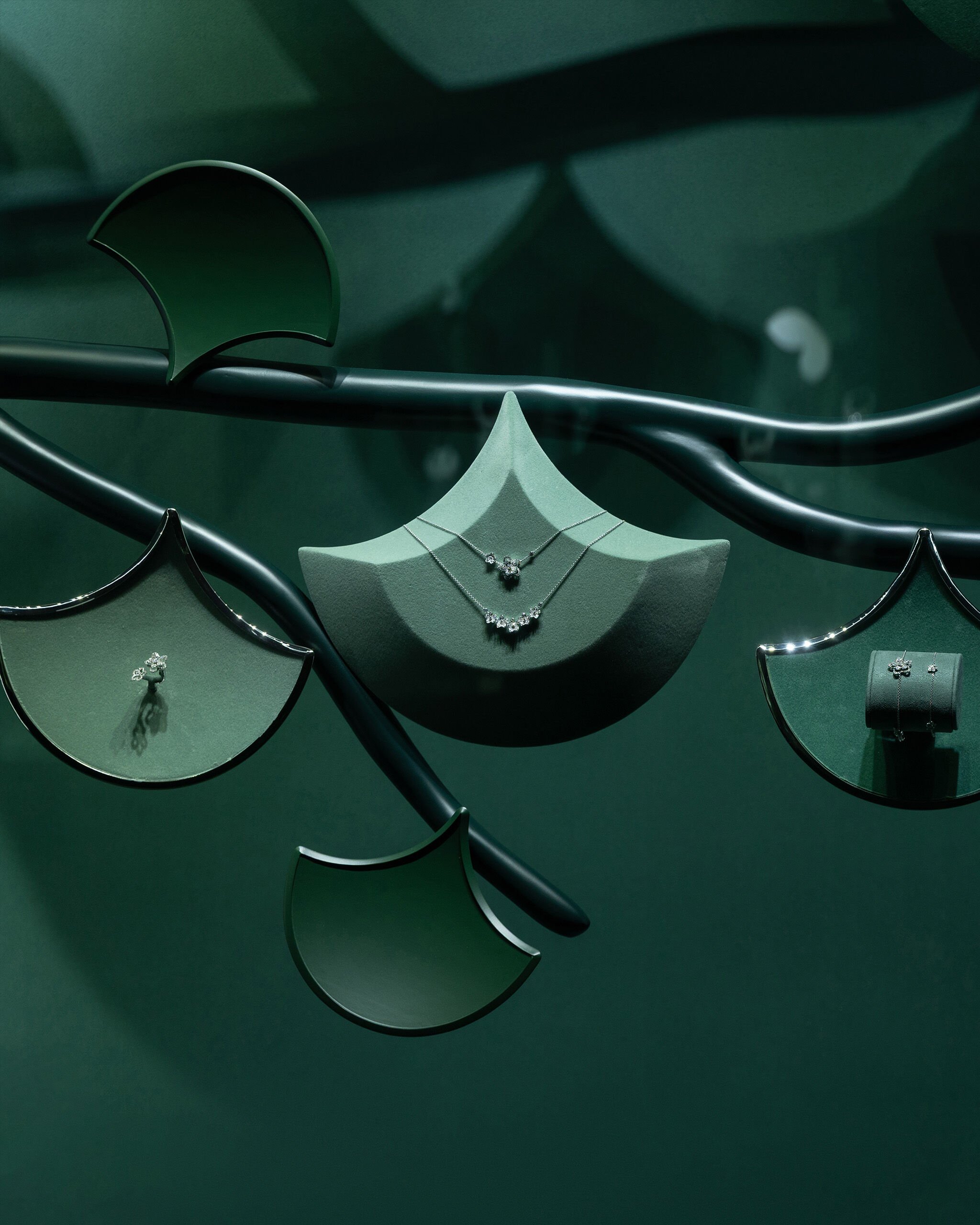 Image of model wearing Graff Butterfly diamond jewellery