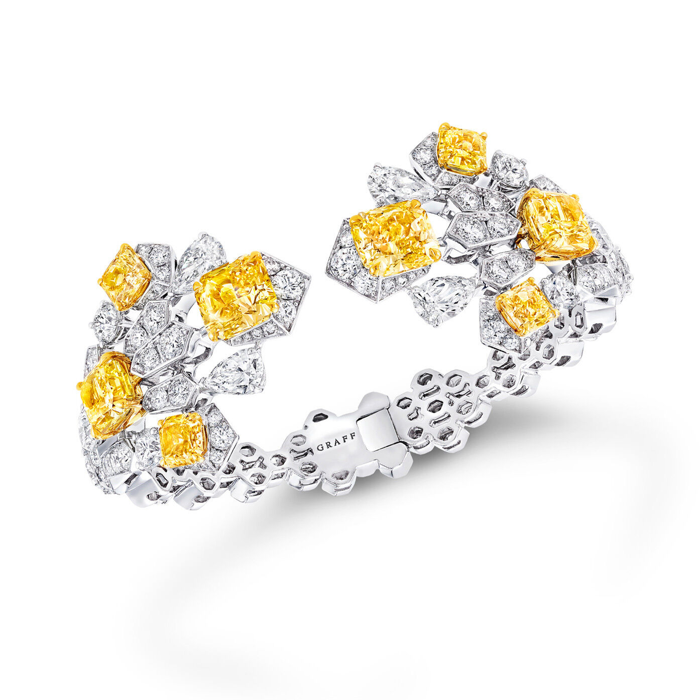 Yellow and white diamond high jewellery Night Moon earrings from the Graff Tribal collection