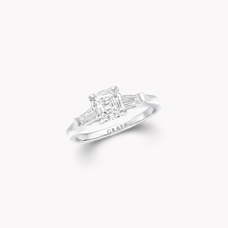 Promise正方形祖母綠形切割鑽石訂婚戒指
