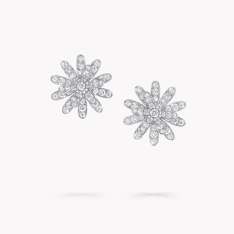 Large Wild Flower Abstract Diamond Earrings