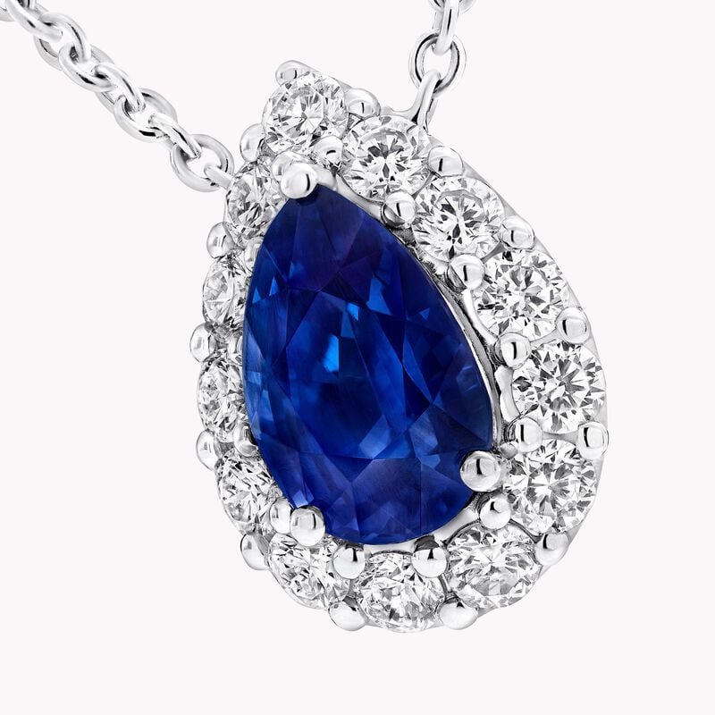 Icon梨形蓝宝石和钻石吊坠