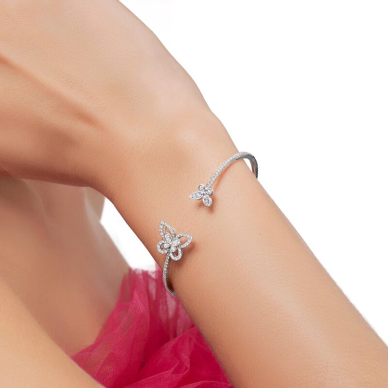 Butterfly Silhouette Open Diamond Bangle, , hi-res
