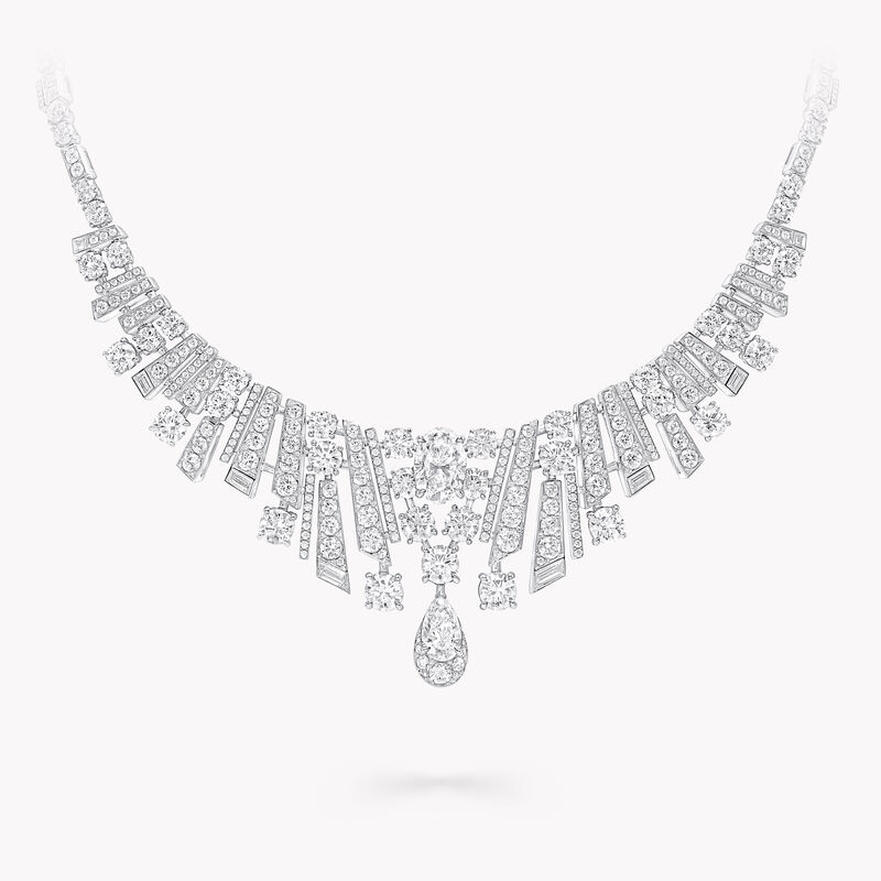 Oval, Pear Shape, Round and Baguette Cut Diamond Necklace