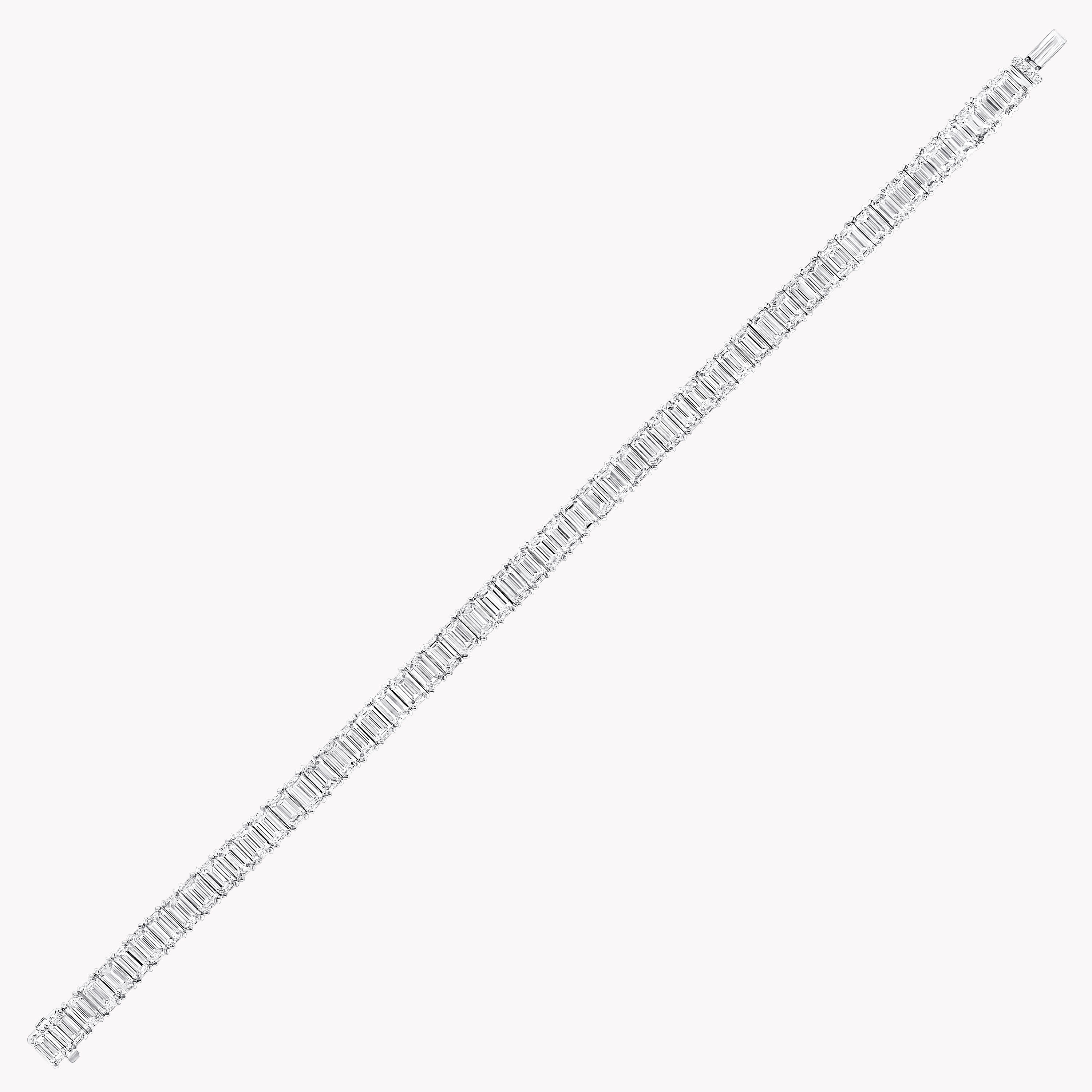 スリム エメラルドカット ダイヤモンド ブレスレット, White Gold - Graff