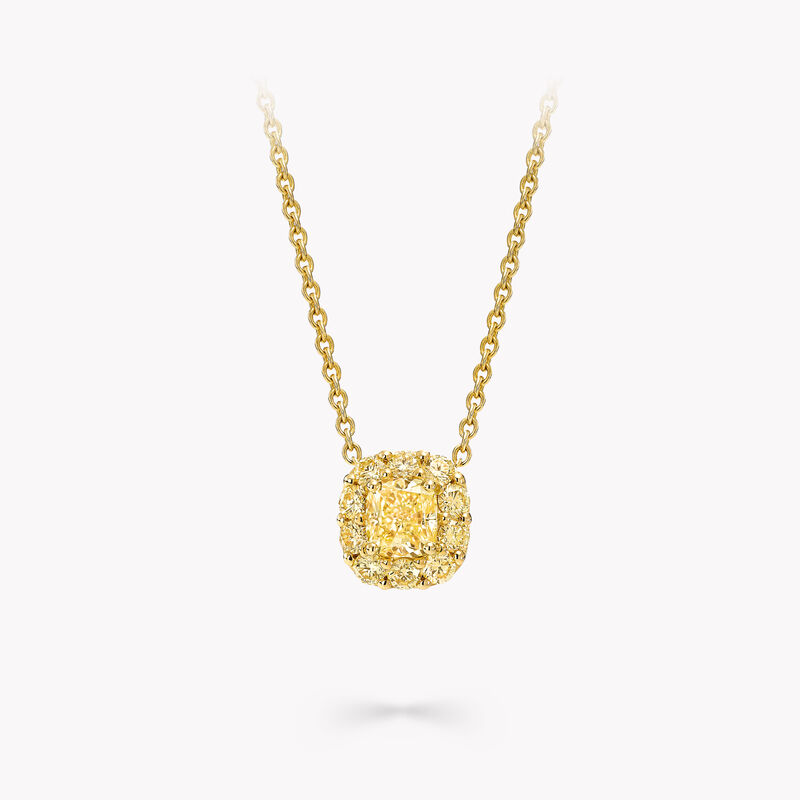 Pendentif en diamant jaune taille coussin Icon, , hi-res