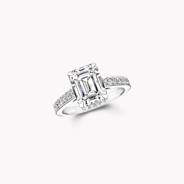 Flame Emerald Cut Diamond Engagement Ring, , hi-res