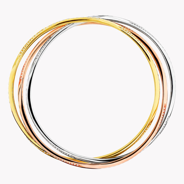 Triple bracelet rigide en pavés de diamants Spiral, , hi-res