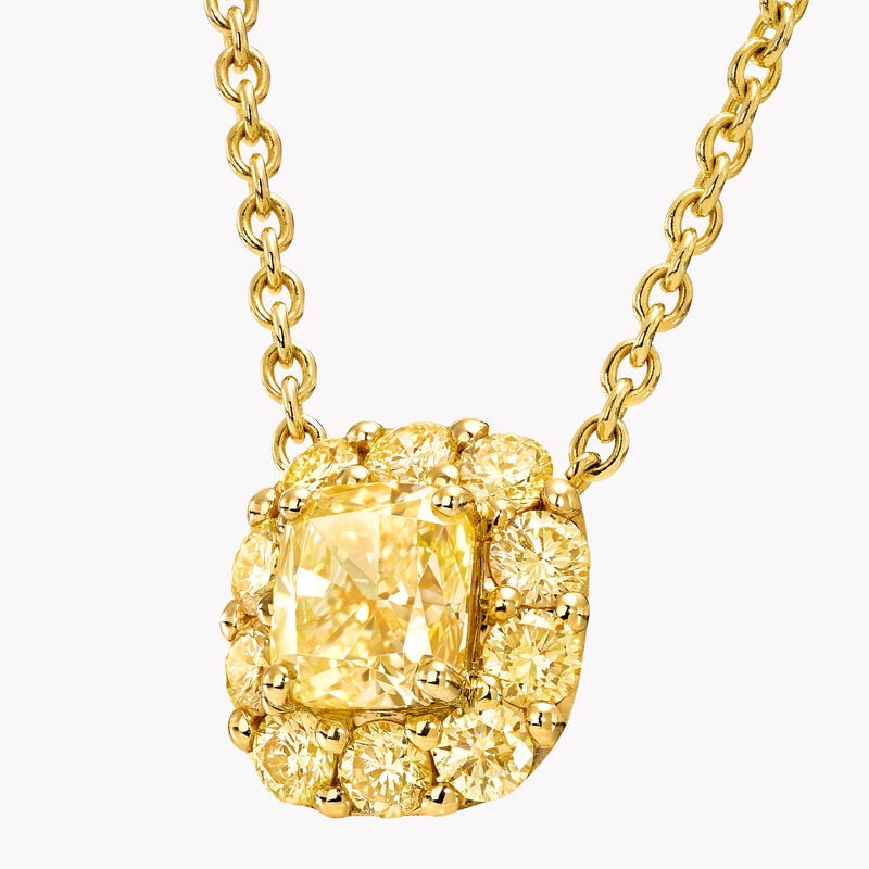 Pendentif en diamant jaune taille coussin Icon