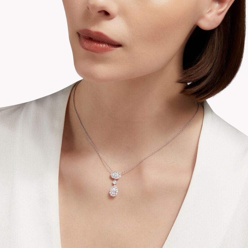 Icon Oval and Pear Shape Diamond Drop Necklace
