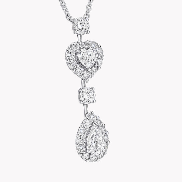 Icon Heart and Pear Shape Diamond Drop Necklace, , hi-res