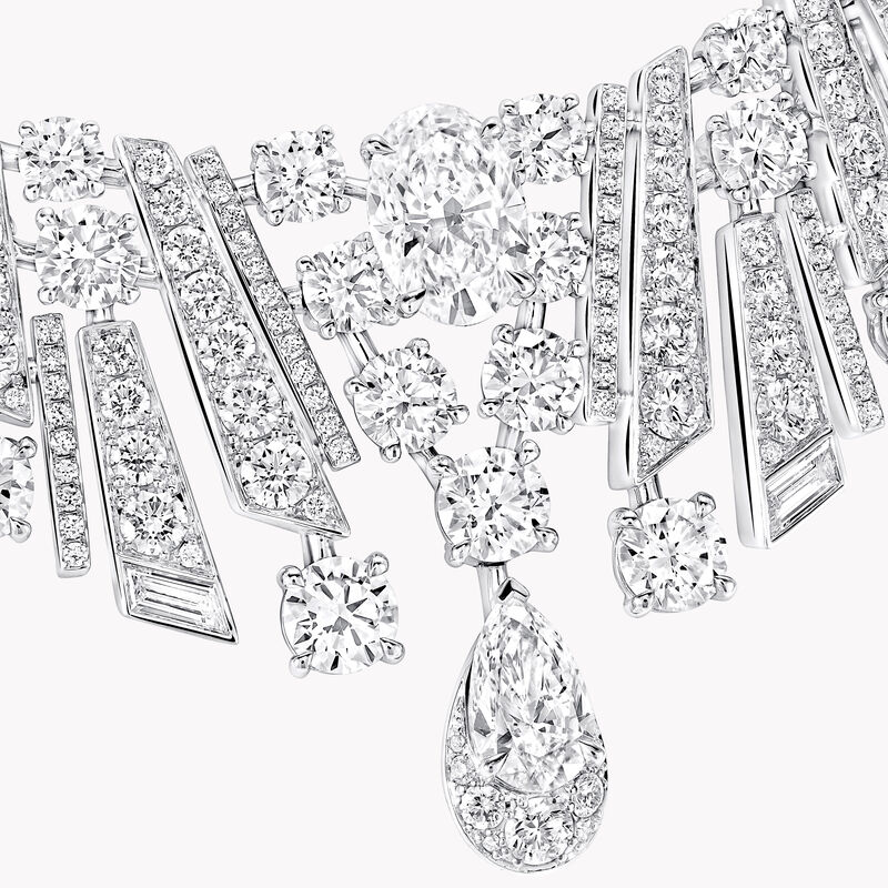 Oval, Pear Shape, Round and Baguette Cut Diamond Necklace