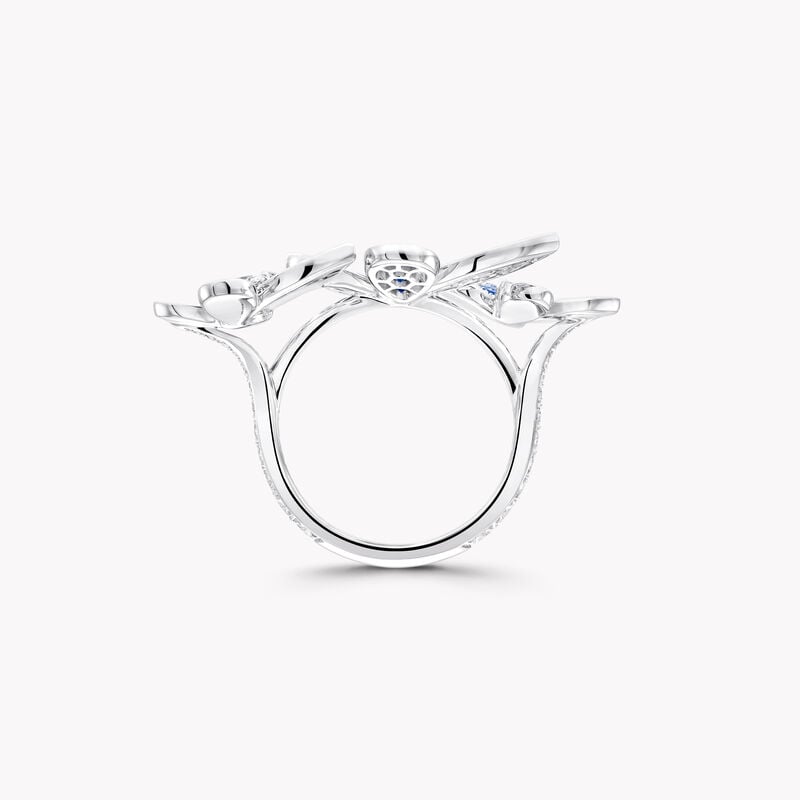 Triple Butterfly Sapphire, Paraiba Tourmaline and Diamond Ring 