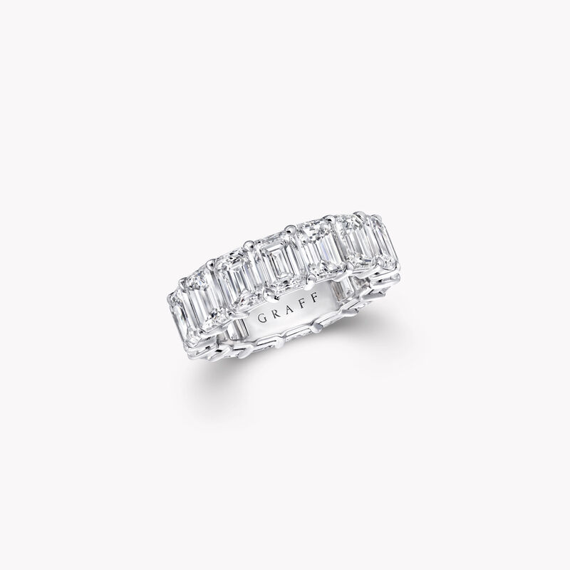 Emerald Cut Diamond Wedding Band Platinum Graff
