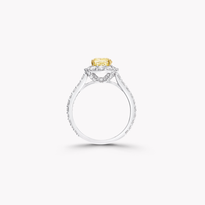 Bague de fiançailles Icône en diamants jaunes et blancs taille coussin, , hi-res