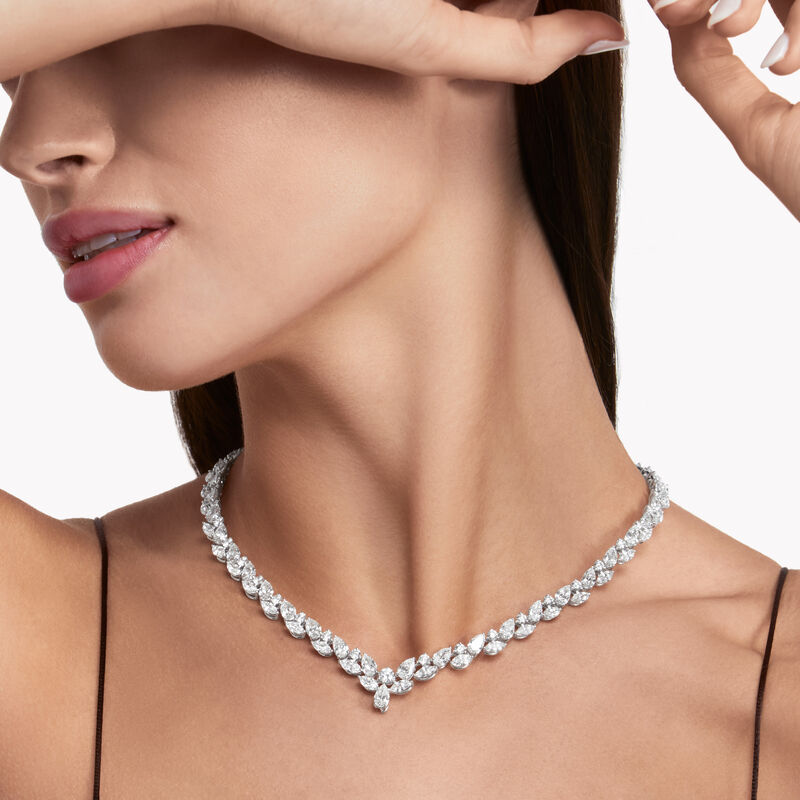 Multi-shape Diamond Necklace, Platinum & White Gold
