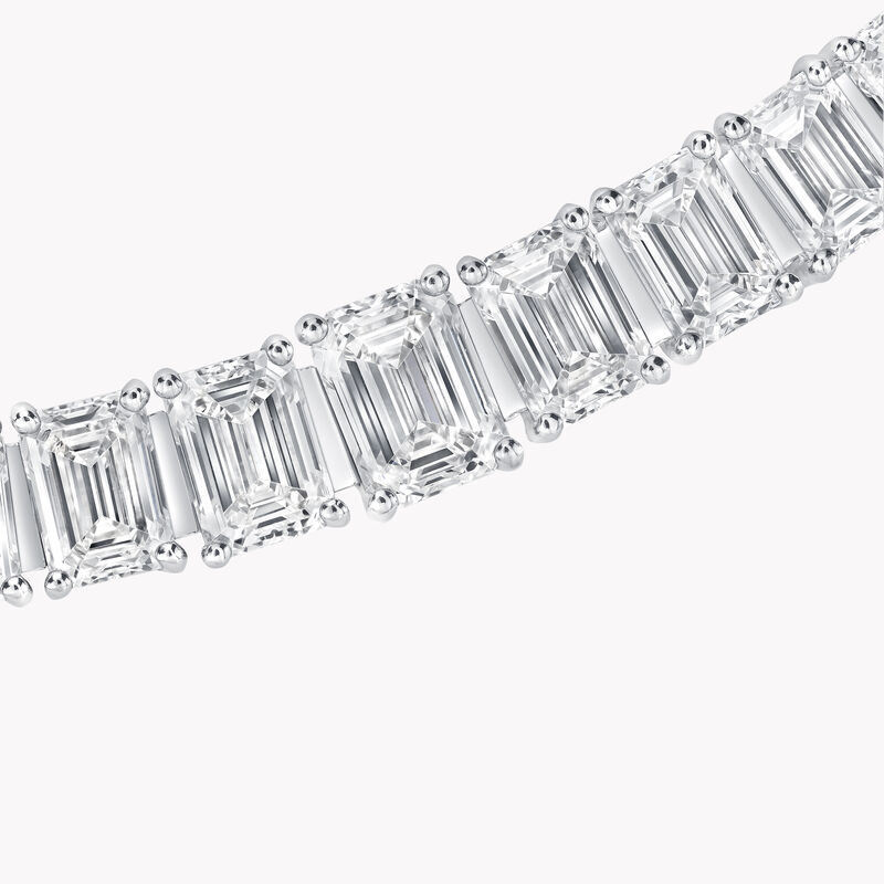 White Emerald Diamond Graduated Line Necklace