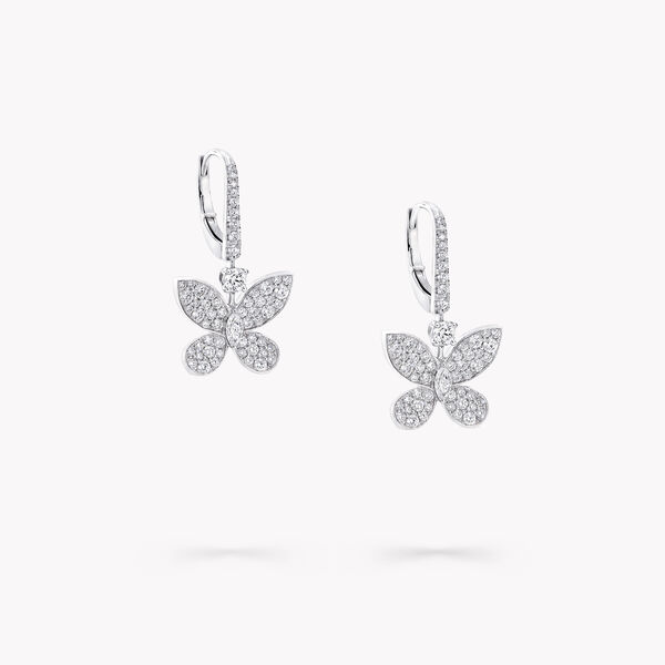 Mini boucles d’oreilles pendantes en diamants sertis en pavé Butterfly, , hi-res