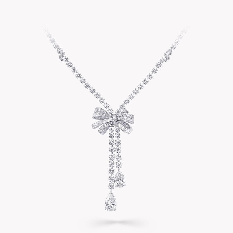Tilda's Bow Double Strand Pear Shape Diamond Necklace
