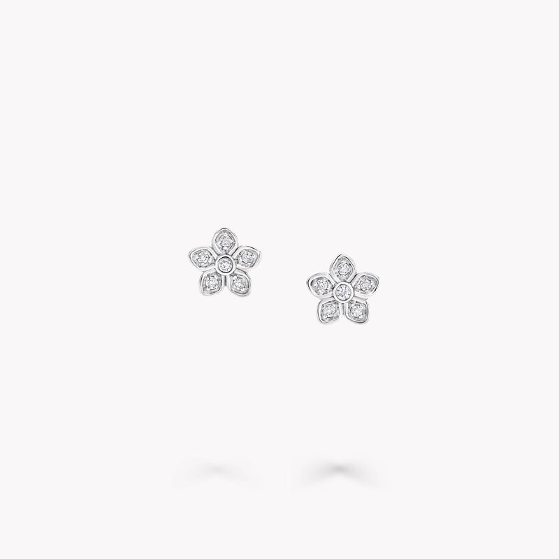 Pavé Wild Flower Diamond Petite Stud Earrings, , hi-res