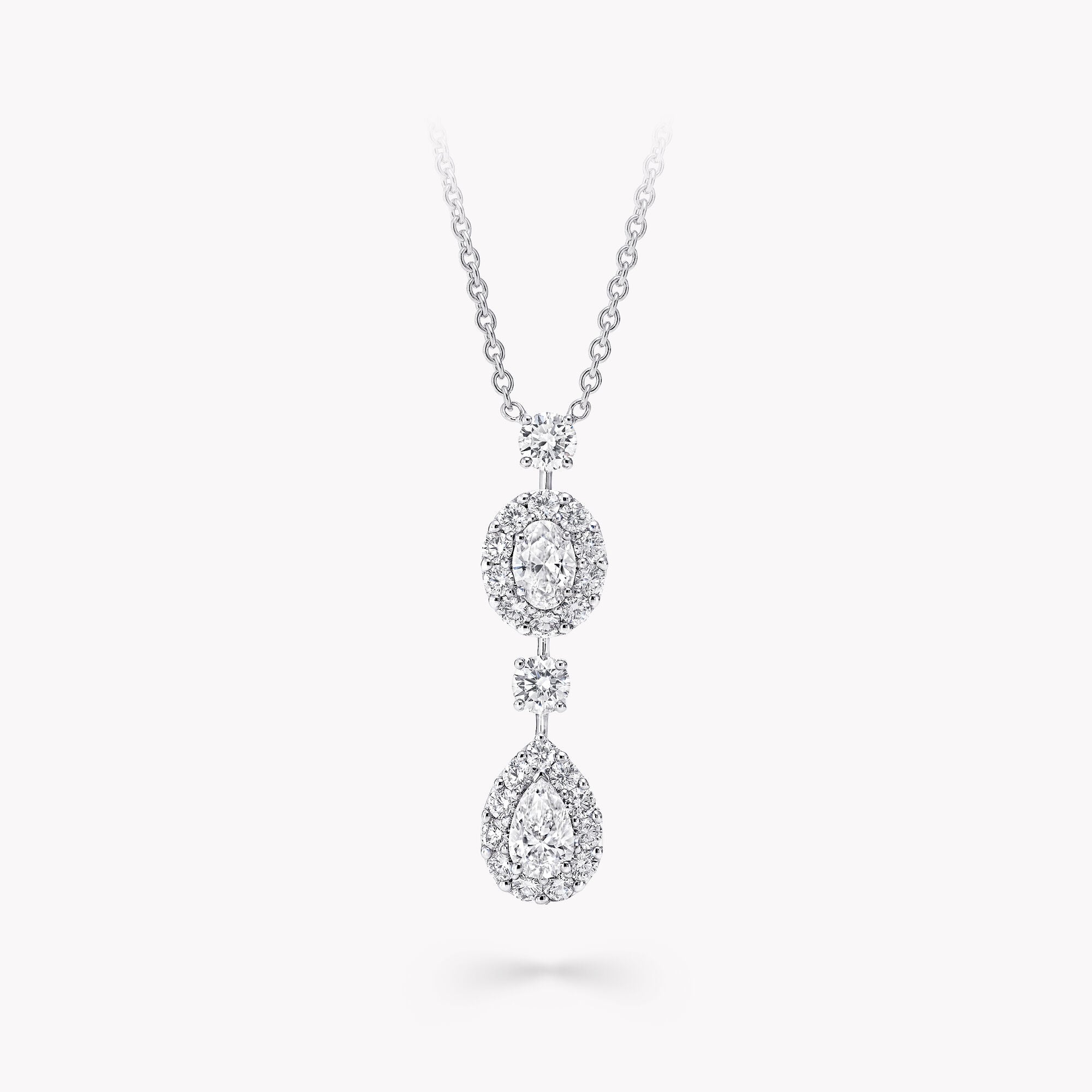 Graff Rgp 837 아이콘 오벌과 페어 쉐이프 다이아몬드 드롭 펜던트, White Gold | 그라프