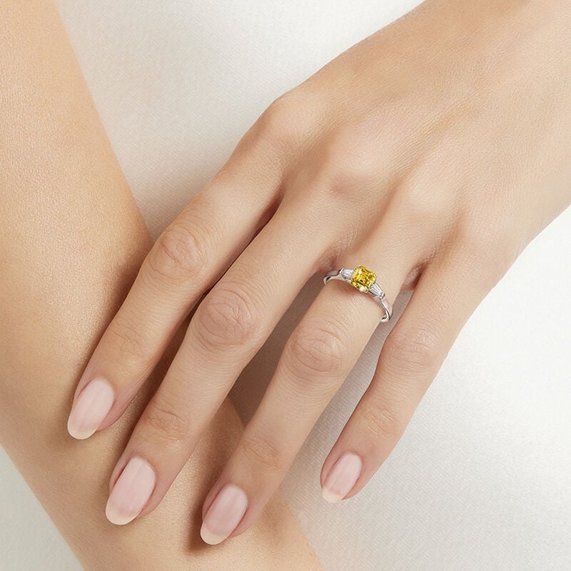 Promise Emerald Cut Yellow Diamond Engagement Ring