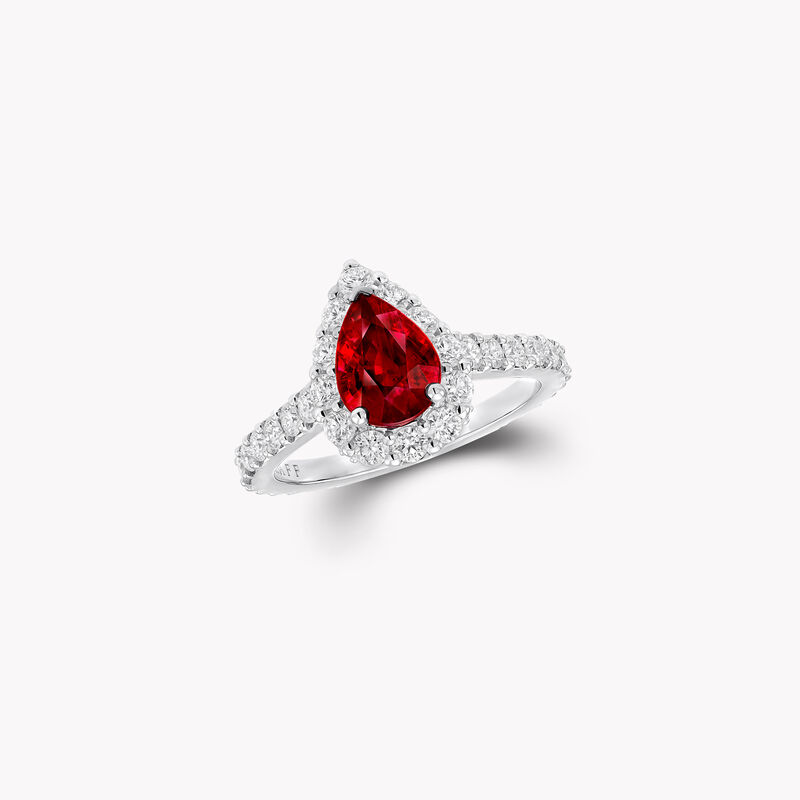 Icon Pear Shape Ruby and Diamond Engagement Ring