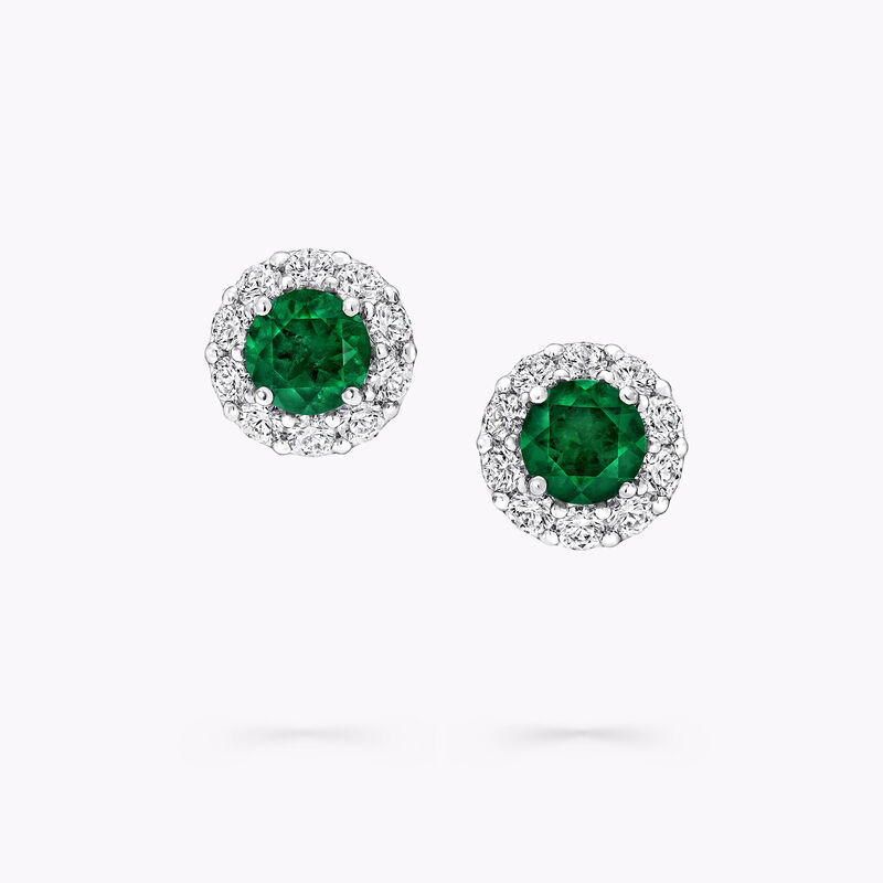 Icon Round Emerald and Diamond Stud Earrings, , hi-res